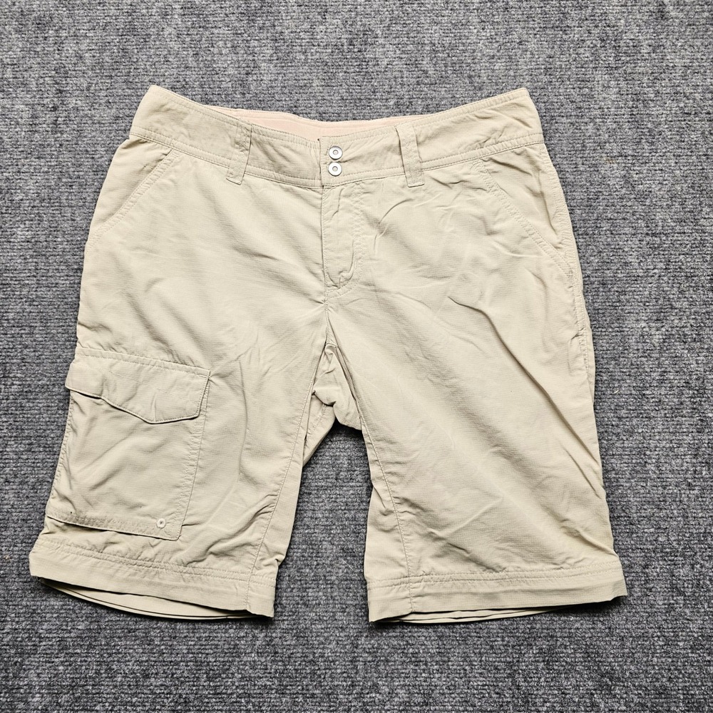 Columbia PFG Womens 4 Tan Hiking Shorts Omni-Shade Cargo XL8972 Khaki